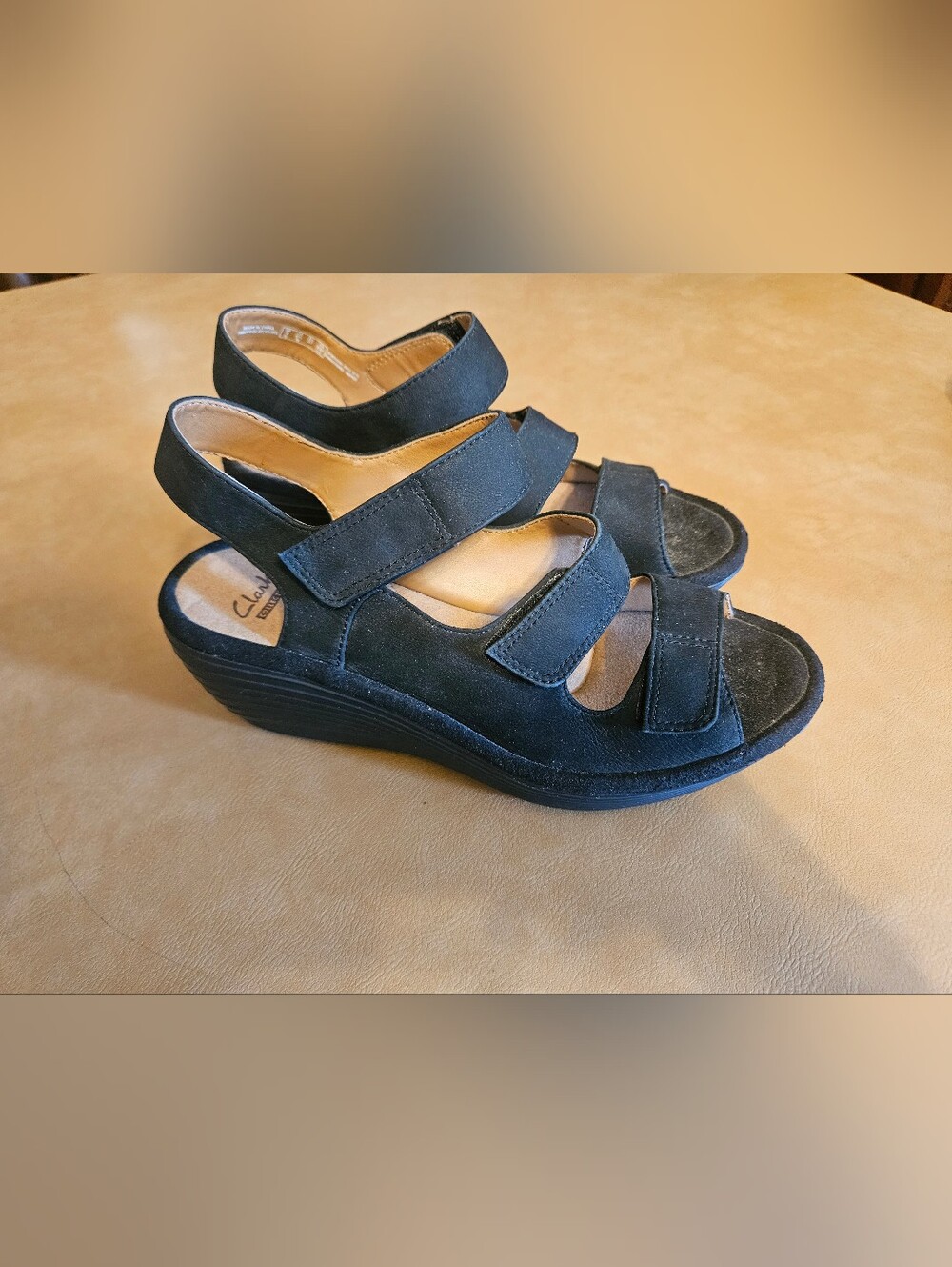 Clarks Reedly Juno Wedge Sandles Black